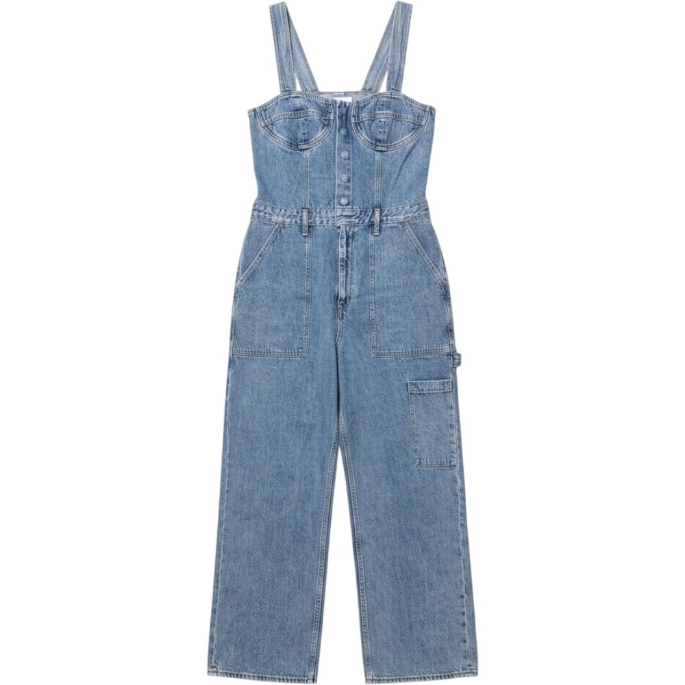 NWT AGOLDE Pandora Denim Corset Bustier Jumpsuit Cargo Boiler Suit 31
